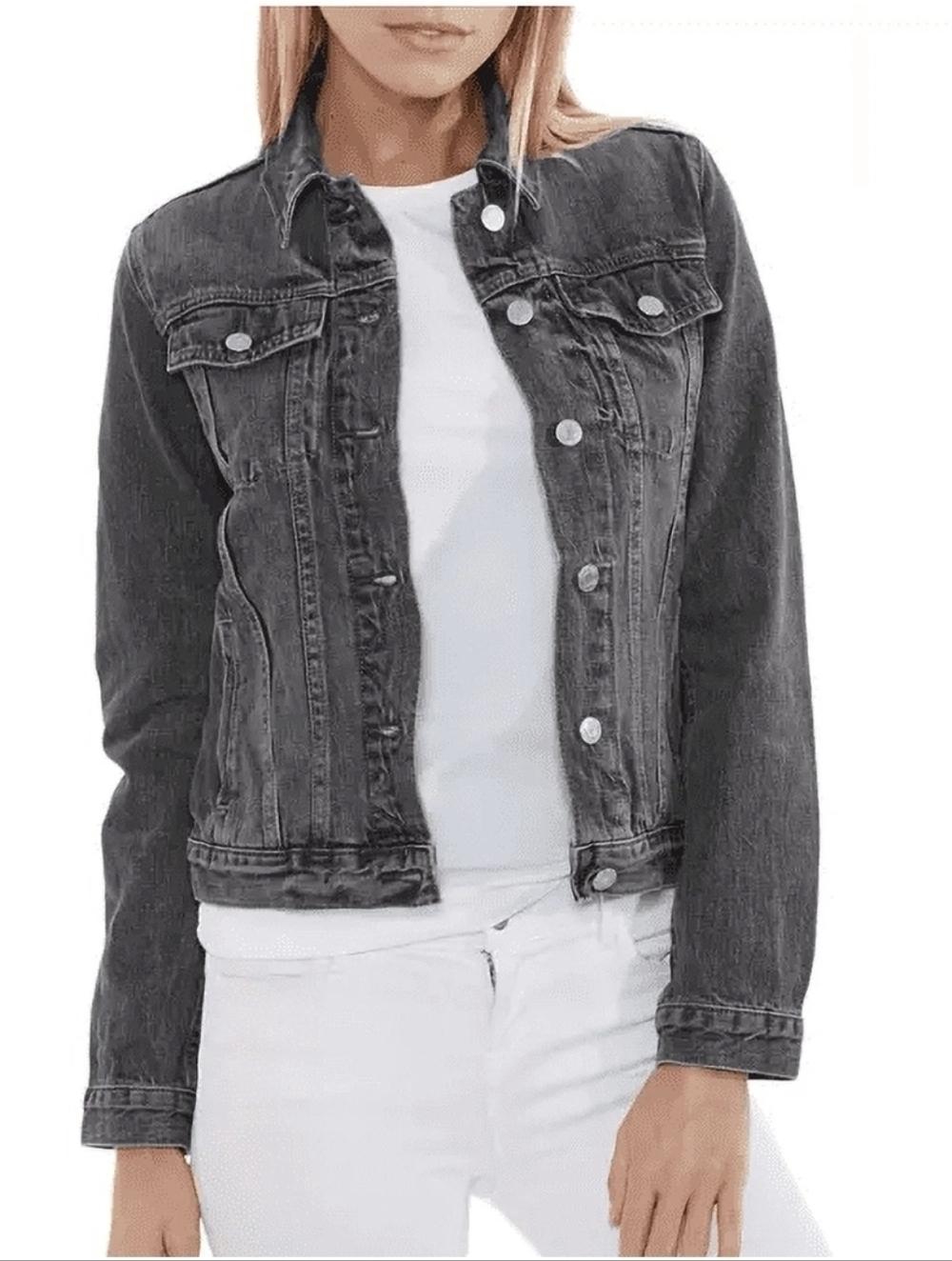 Express Classic  Washed Out Black Denim Jacket Sz XL